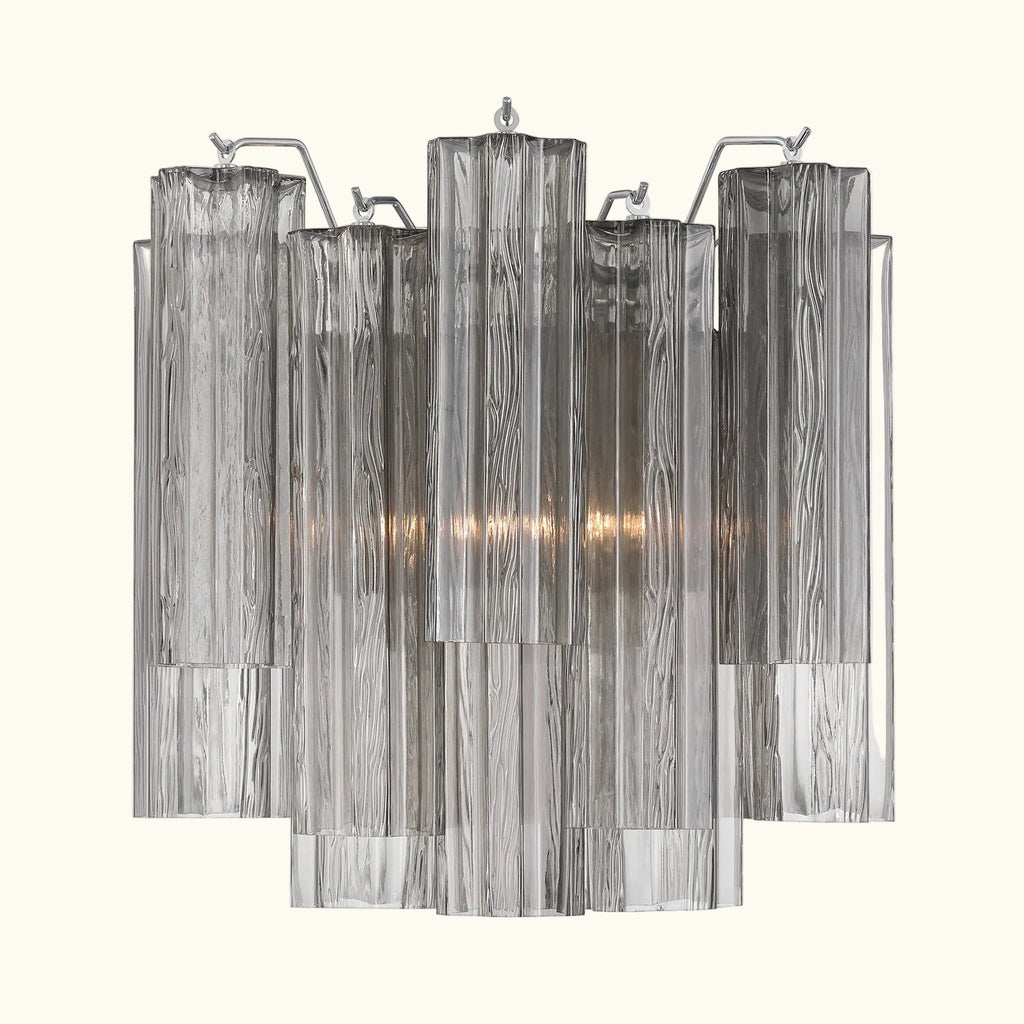 Addis Murano Glass Wall Light 14.5 inch high in Chrome with Smoke glass