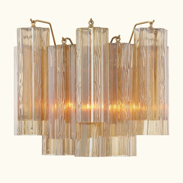 Addis Murano Glass Wall Light 14''W in Brass with Amber glass
