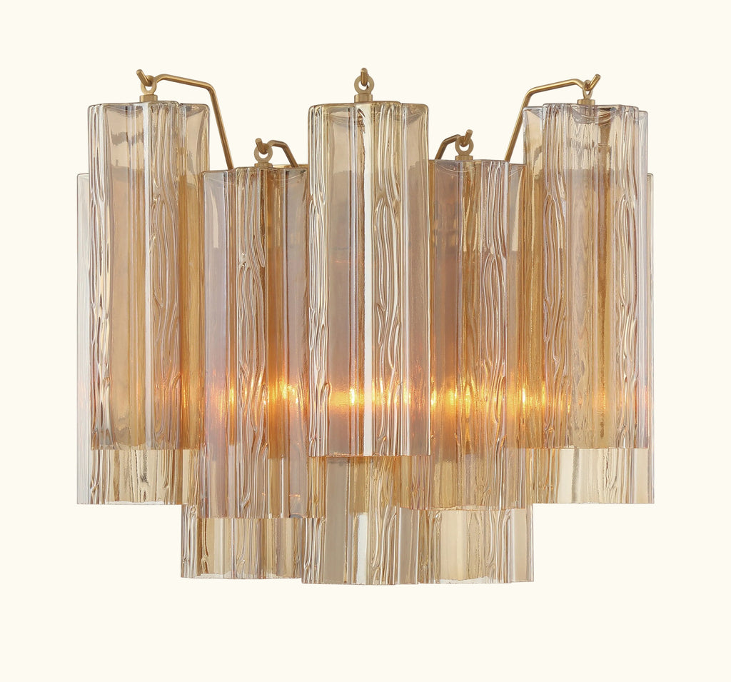 Addis Murano Glass Wall Light 14''W in Brass with Amber glass