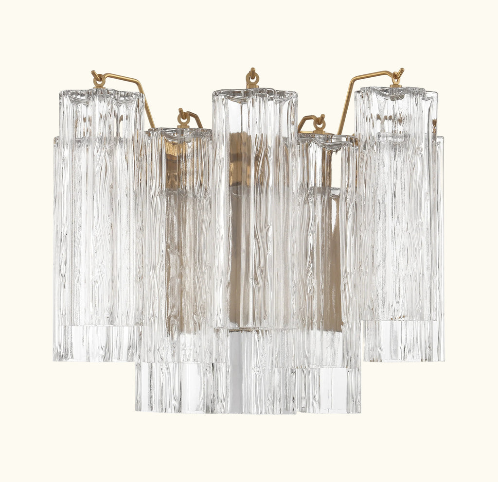 Addis Murano Glass Wall Light 14''W in Brass with Clear glass
