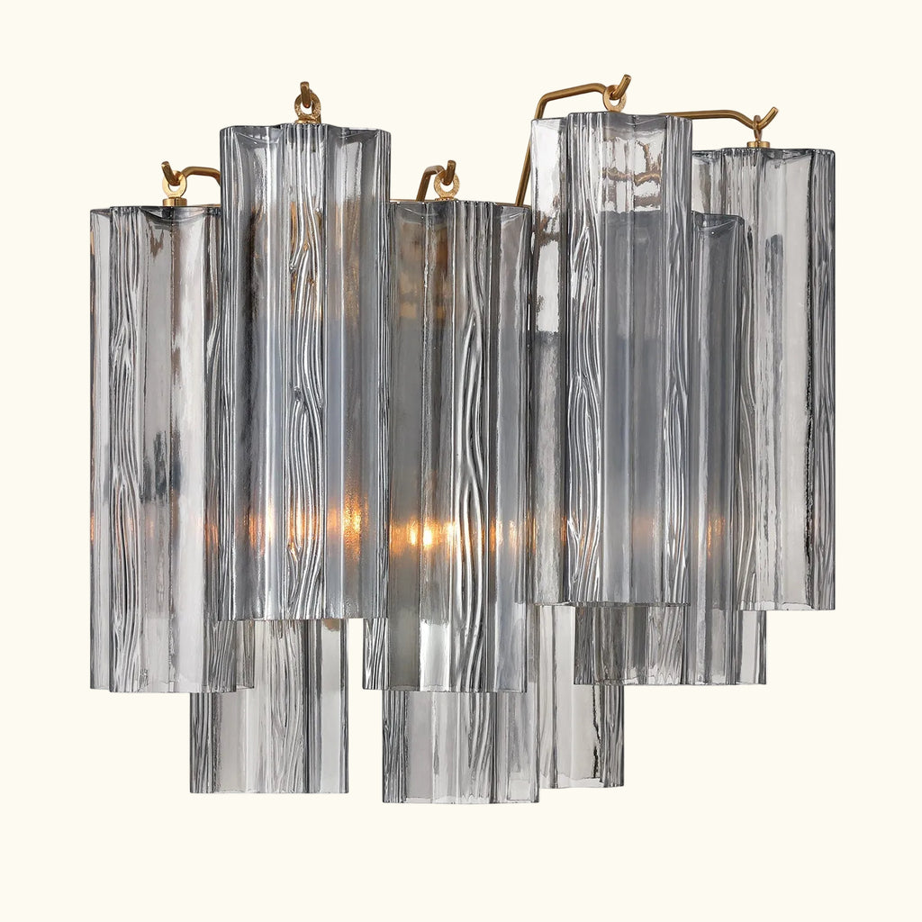 Addis Murano Glass Wall Light 14''W in Brass with Smoke glass alternate view 2