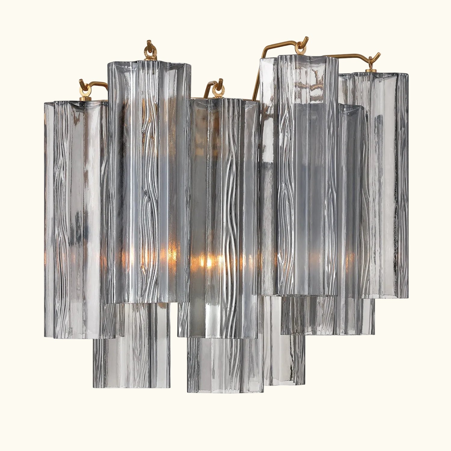 Addis Murano Glass Wall Light 14''W in Brass with Smoke glass alternate view 2