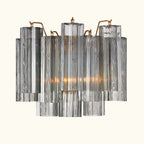 Addis Murano Glass Wall Light 14''W in Brass with Smoke glass