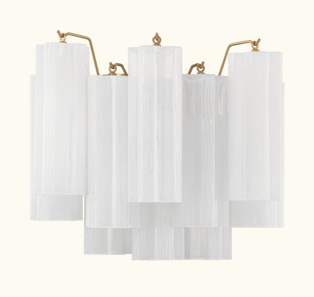 Addis Murano Glass Wall Light 14''W in Brass with White glass