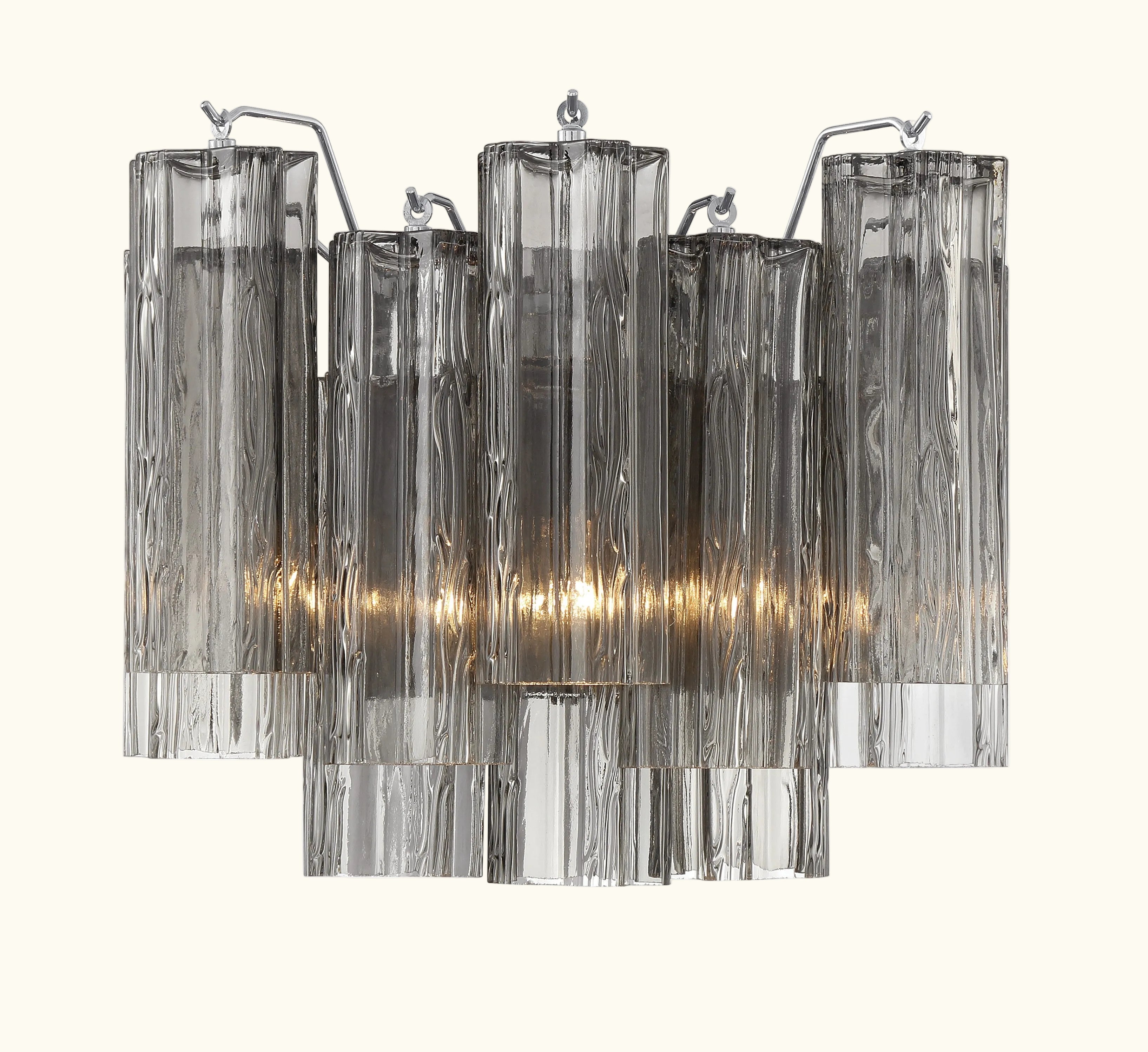 Addis Murano Glass Wall Light 14''W in Chrome with Smoke glass alternate view 1