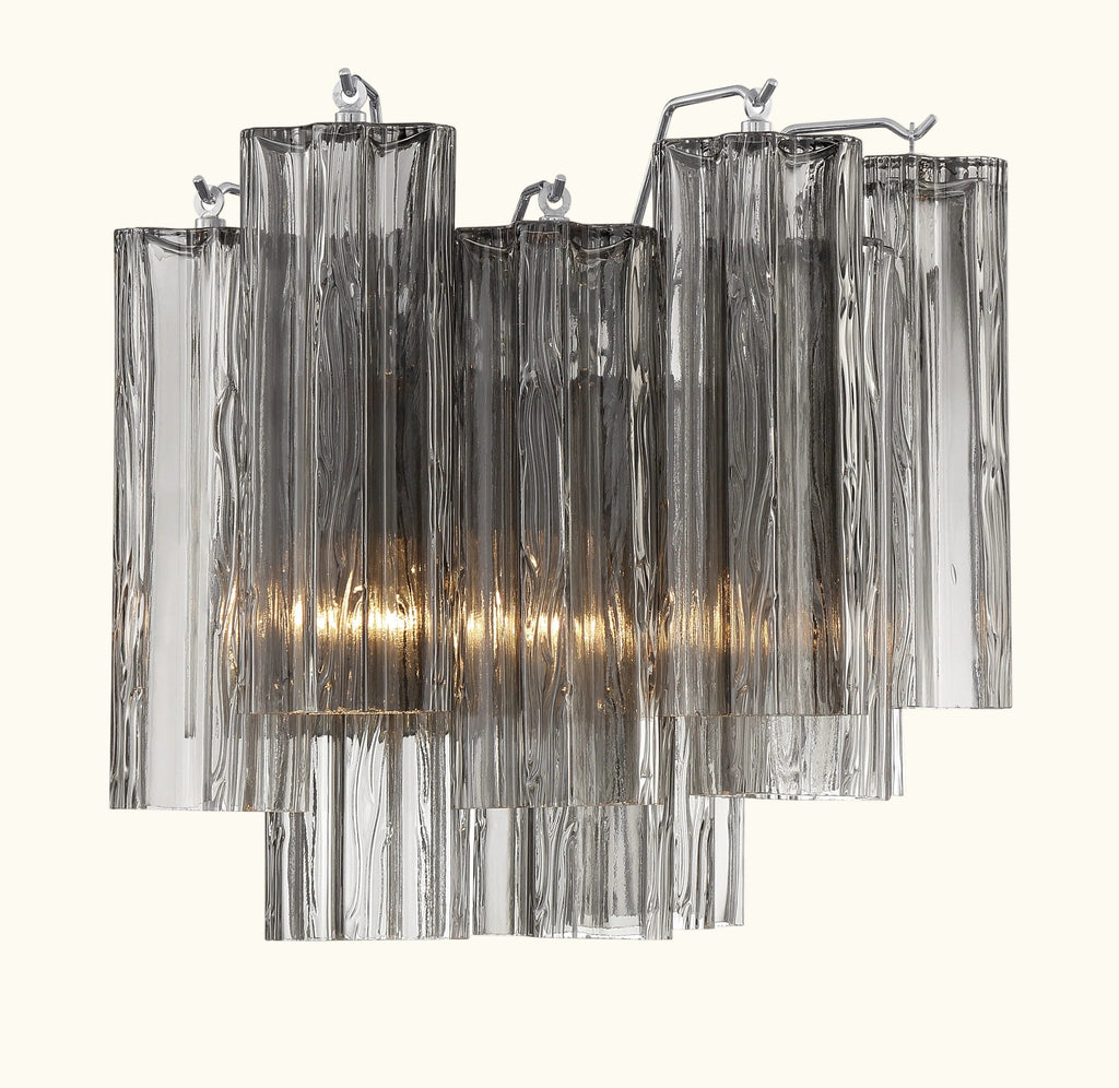 Addis Murano Glass Wall Light 14''W in Chrome with Smoke glass alternate view 2