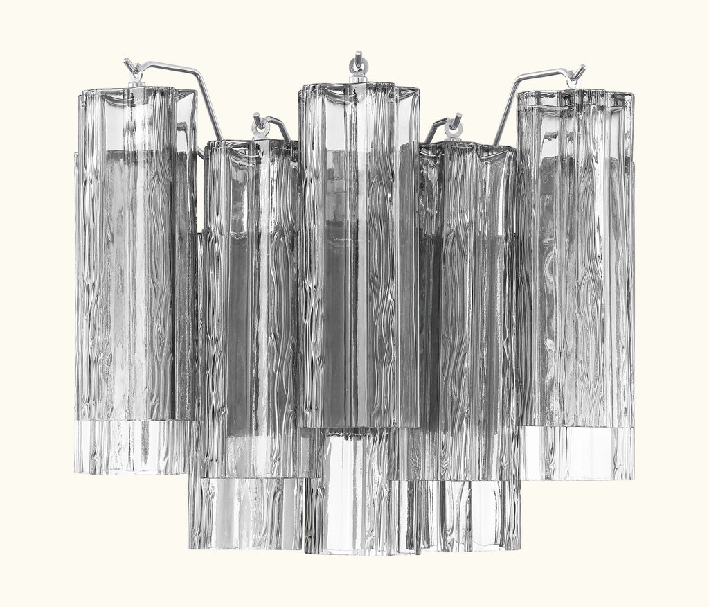 Addis Murano Glass Wall Light 14''W in Chrome with Smoke glass