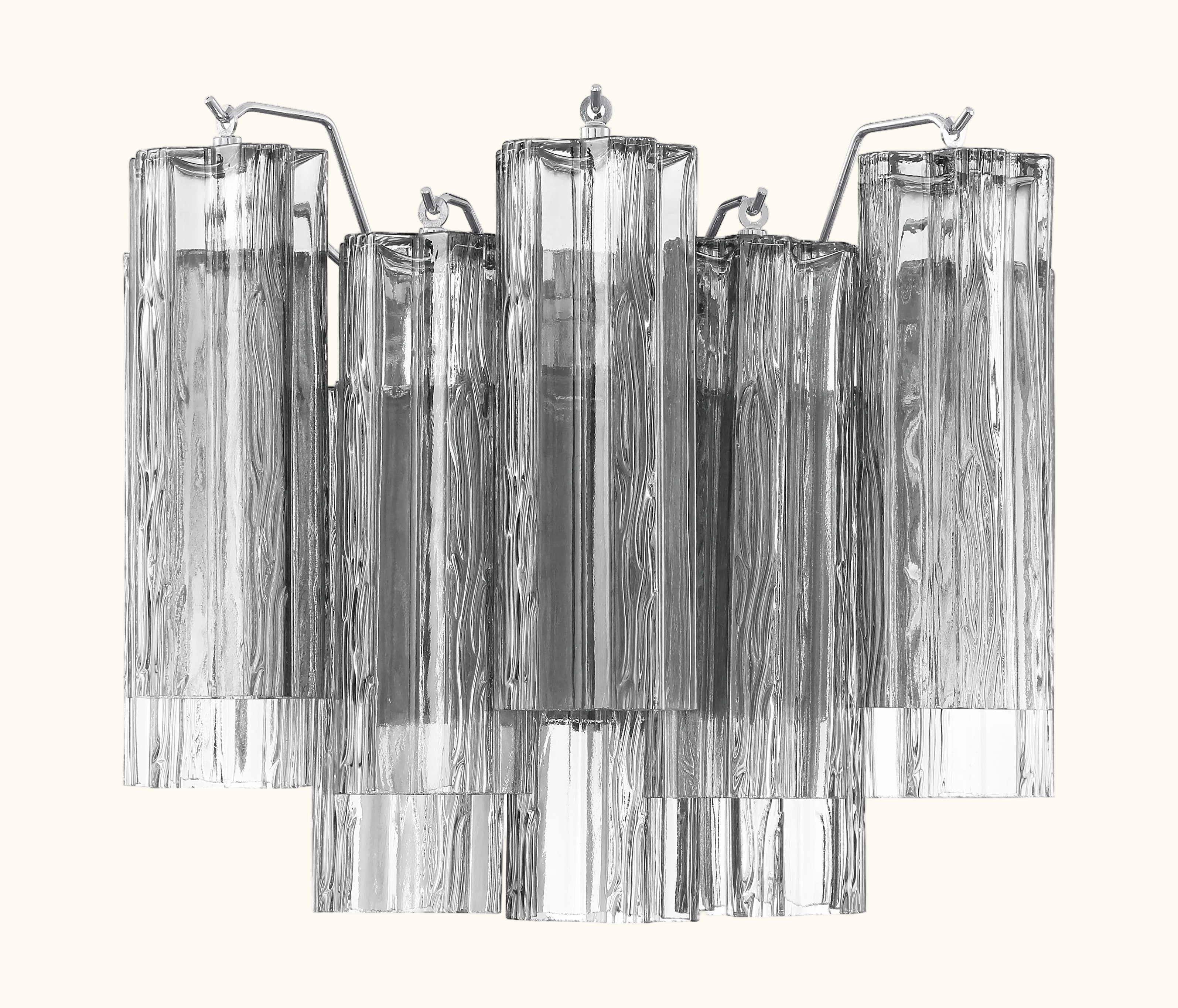 Addis Murano Glass Wall Light 14''W in Chrome with Smoke glass