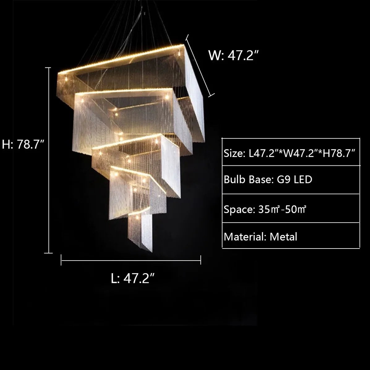 Aisha Tassel Chandelier 47.2 inch size option reference image