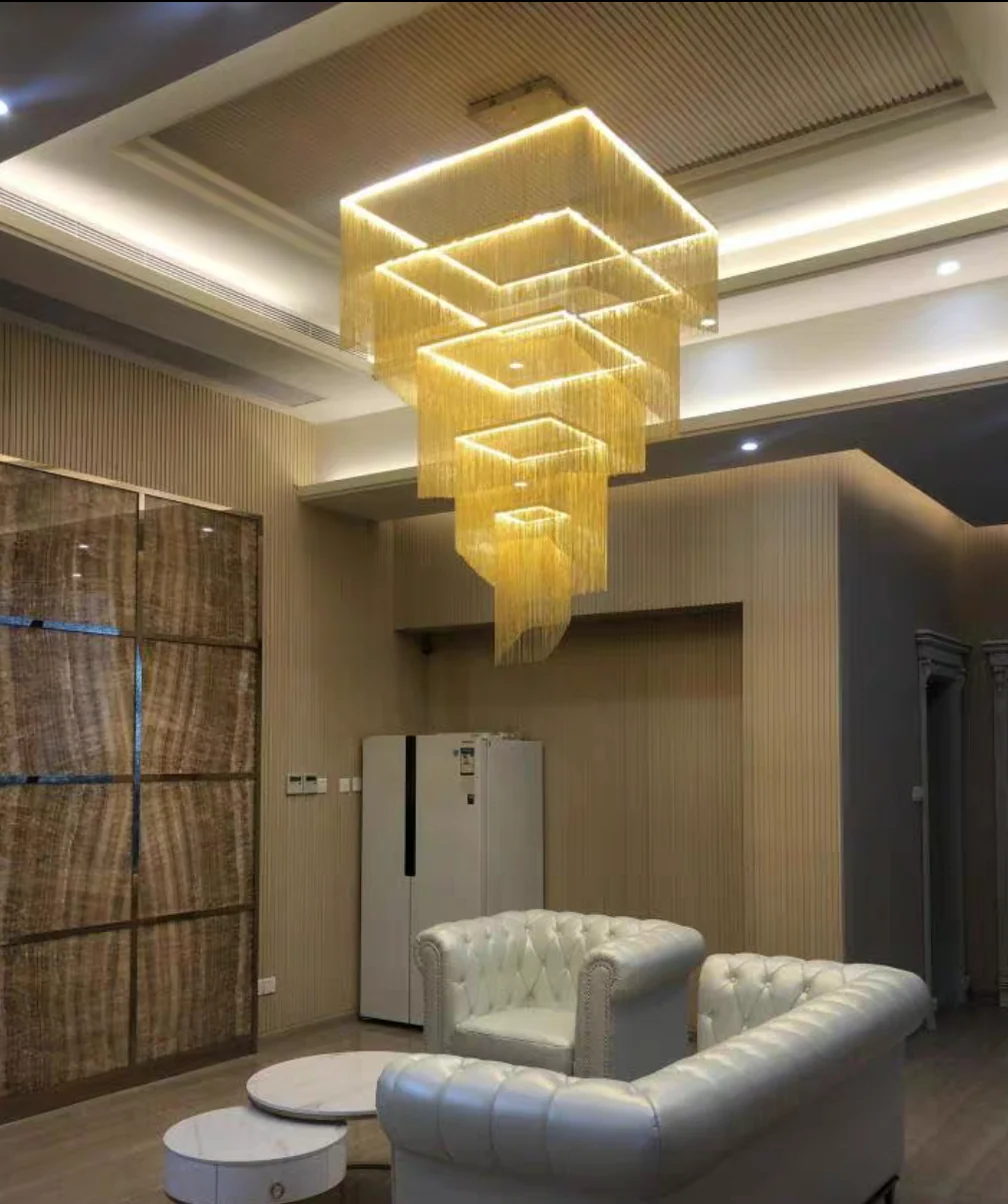 Aisha Tassel Chandelier multi-tier aluminum chain tassel design view