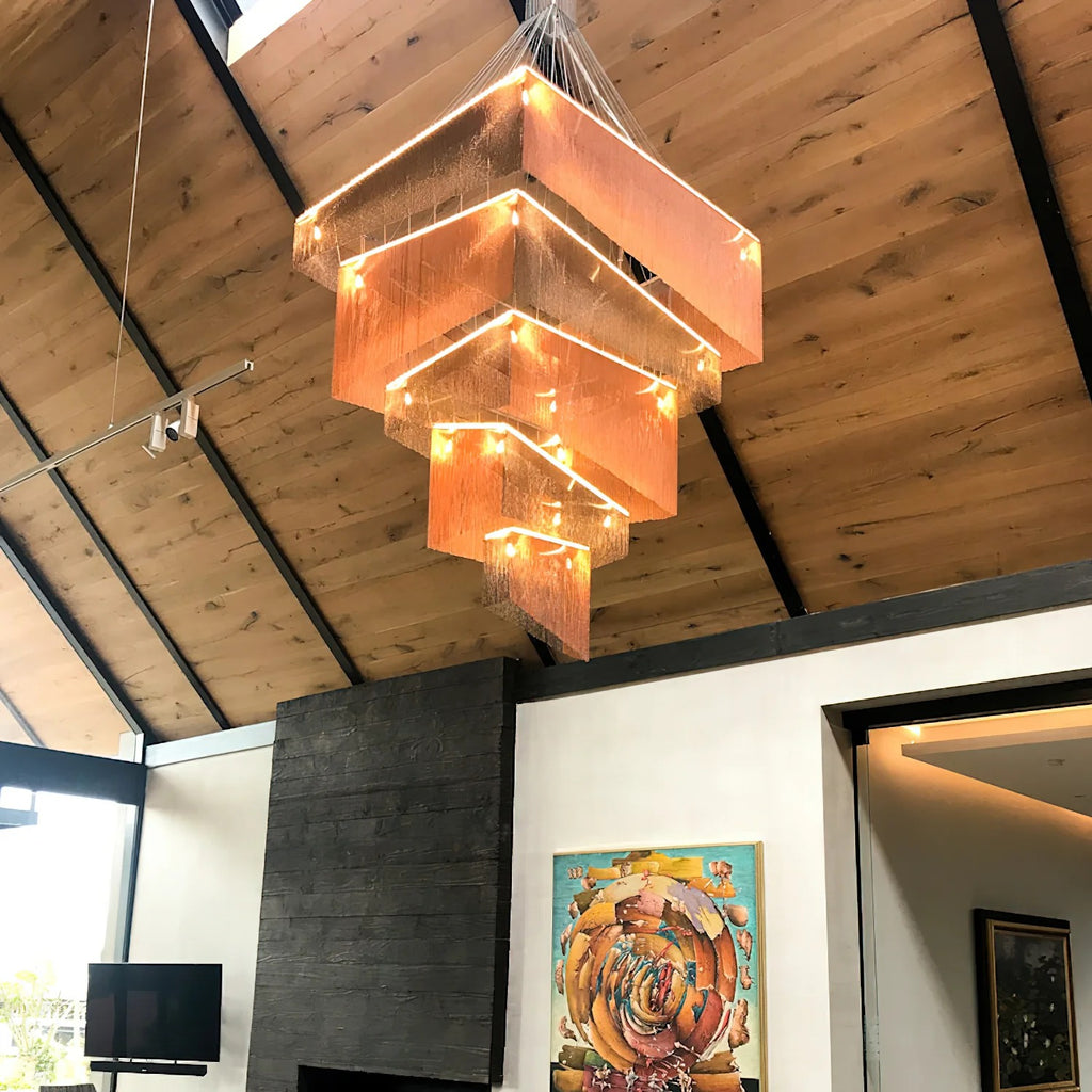 Aisha Tassel Chandelier extra large aluminum chain tassel chandelier view
