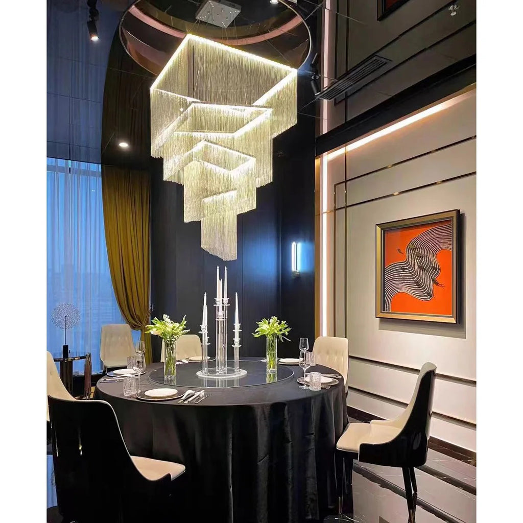 Aisha Tassel Chandelier aluminum chain tassel chandelier layered design view