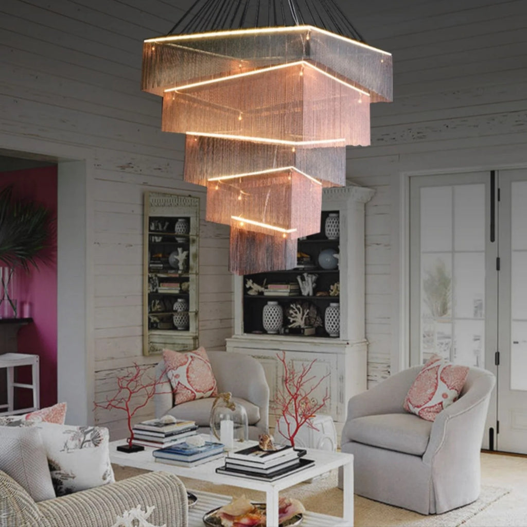 Aisha Tassel Chandelier multi-tier aluminum chain tassel product view