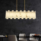 Alabaster Flake Modern Rectangular Dining Room Chandeliers by Bling Lighting Studio