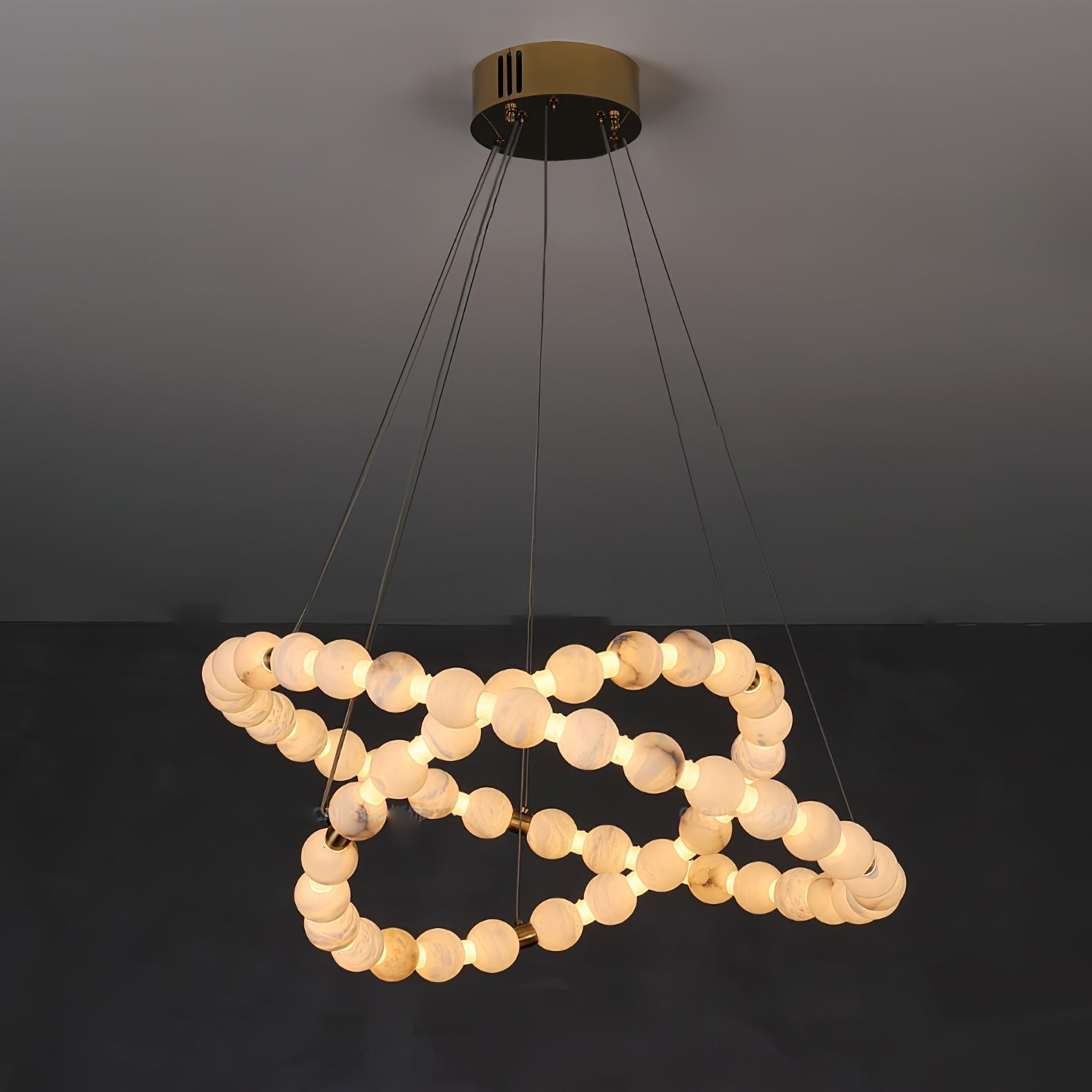 Alabaster Orb Ring Chandelier by Bling Lighting Studio