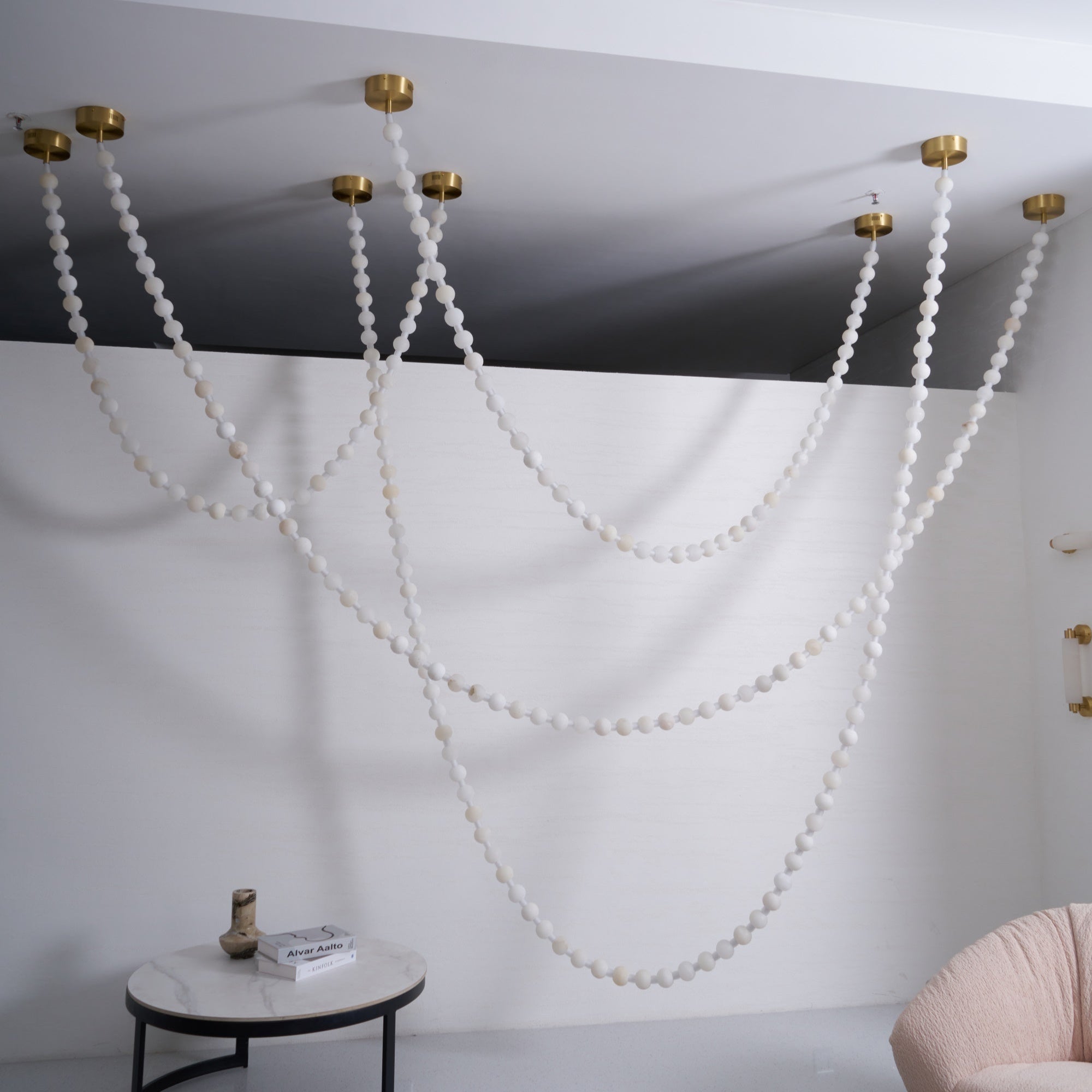 Alabaster Pearl Necklace Chandelier by Bling Lighting Studio