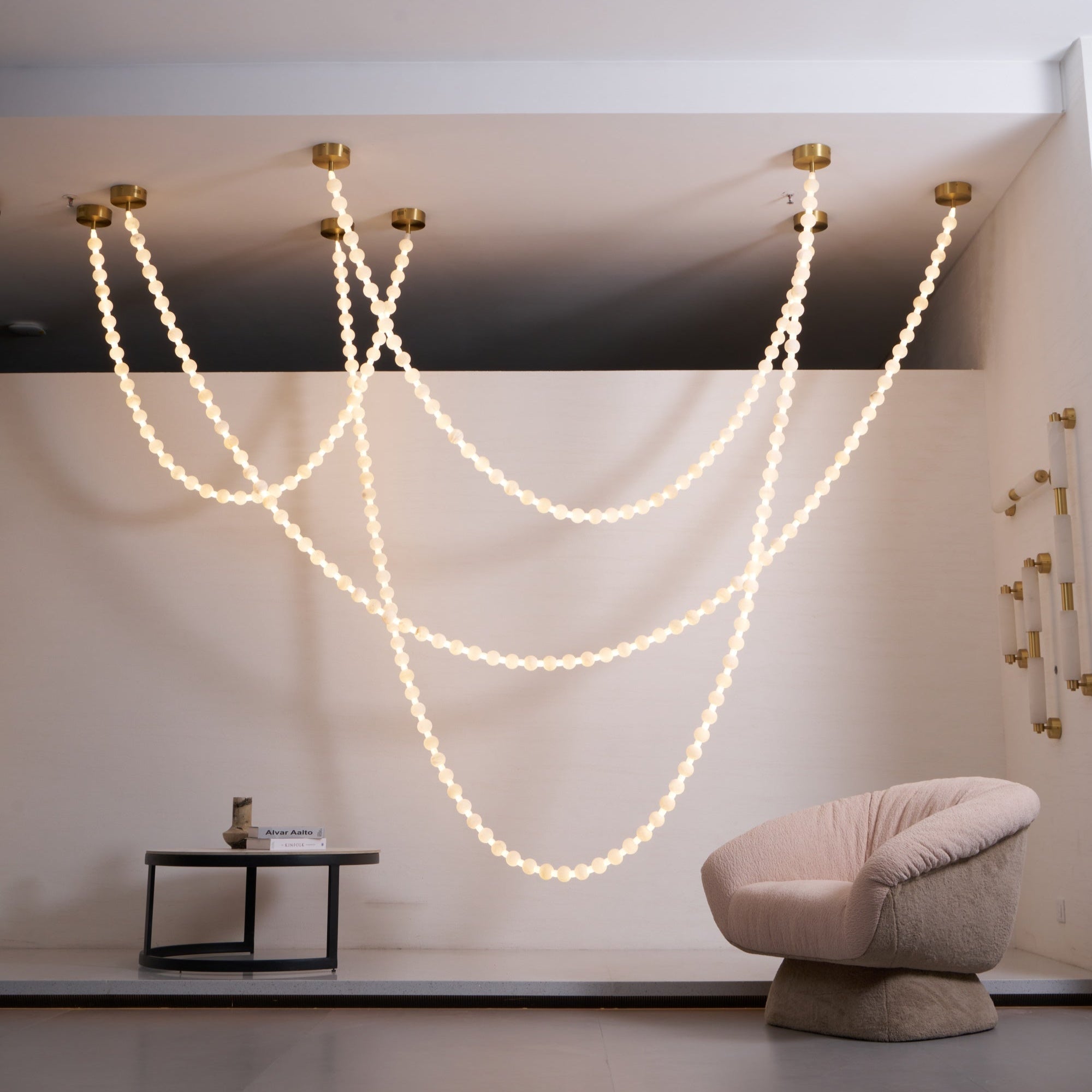 Alabaster Pearl Necklace Chandelier by Bling Lighting Studio