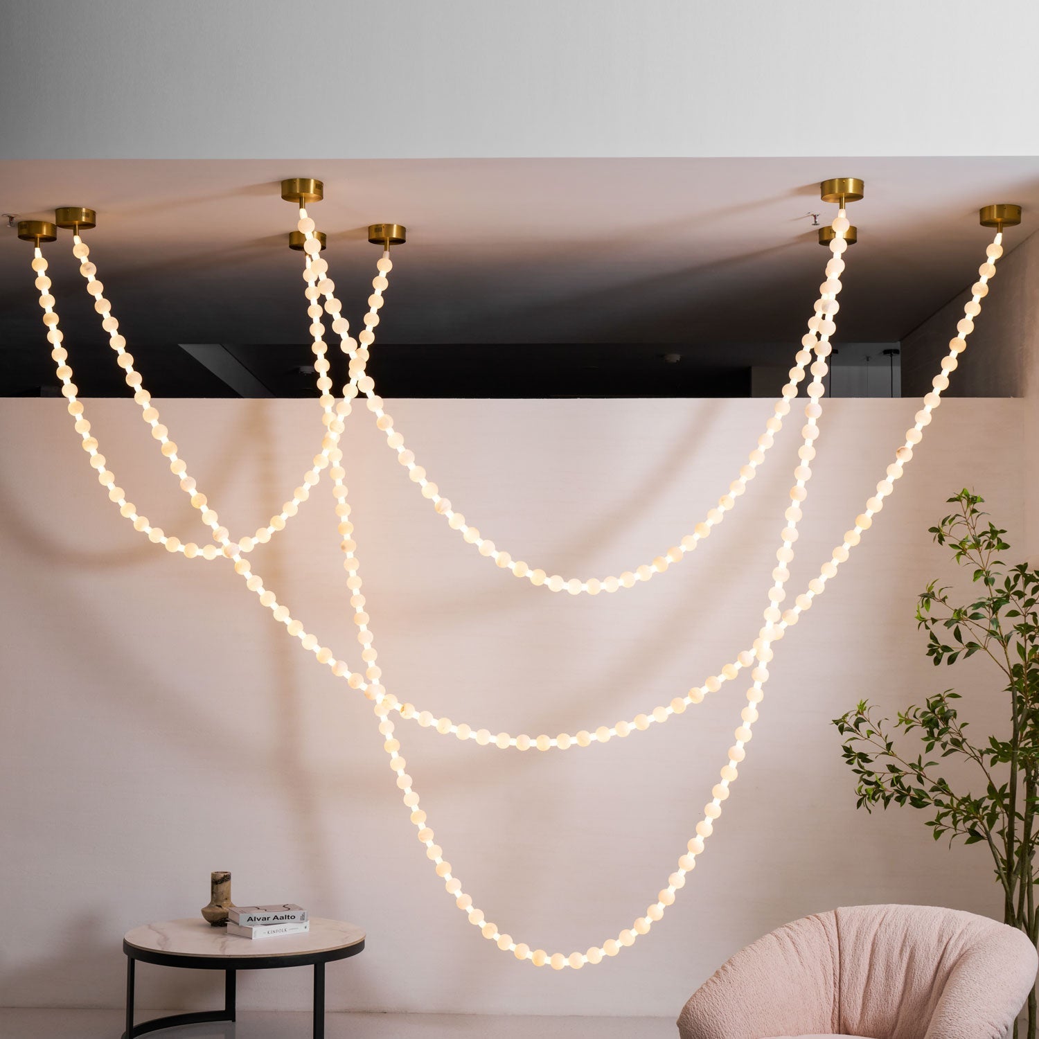 Alabaster Pearl Necklace Chandelier by Bling Lighting Studio