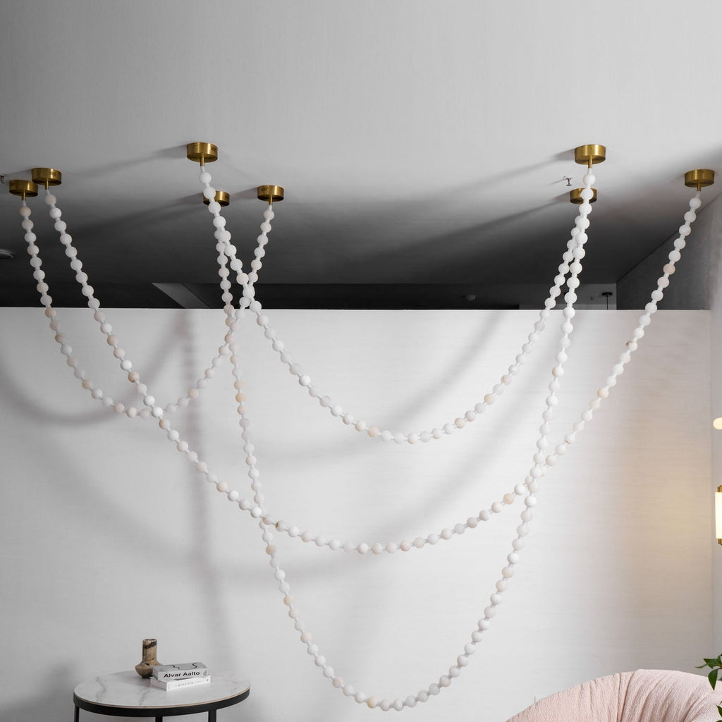 Alabaster Pearl Necklace Chandelier by Bling Lighting Studio