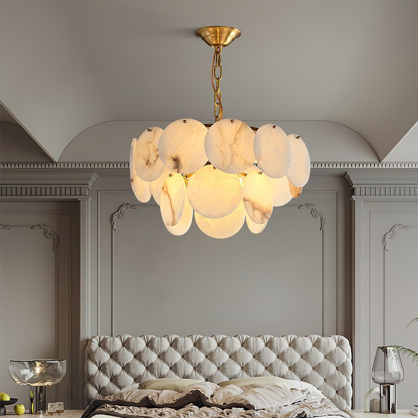 Alabaster Shell Brass Chandelier with 2/3/4/5/6 layer by Bling Lighting Studio