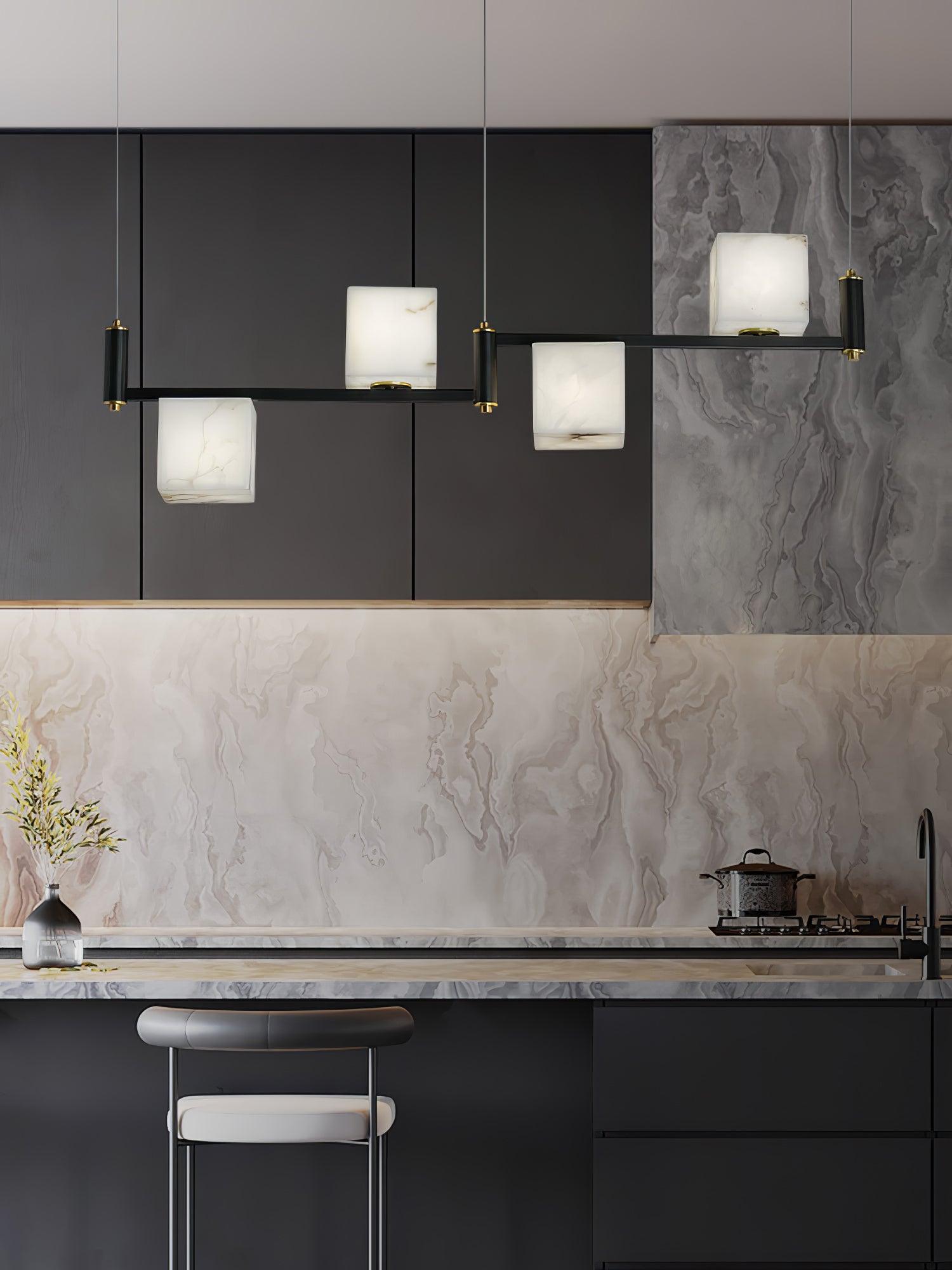 Alabaster Square Box Chandelier by Bling Lighting Studio