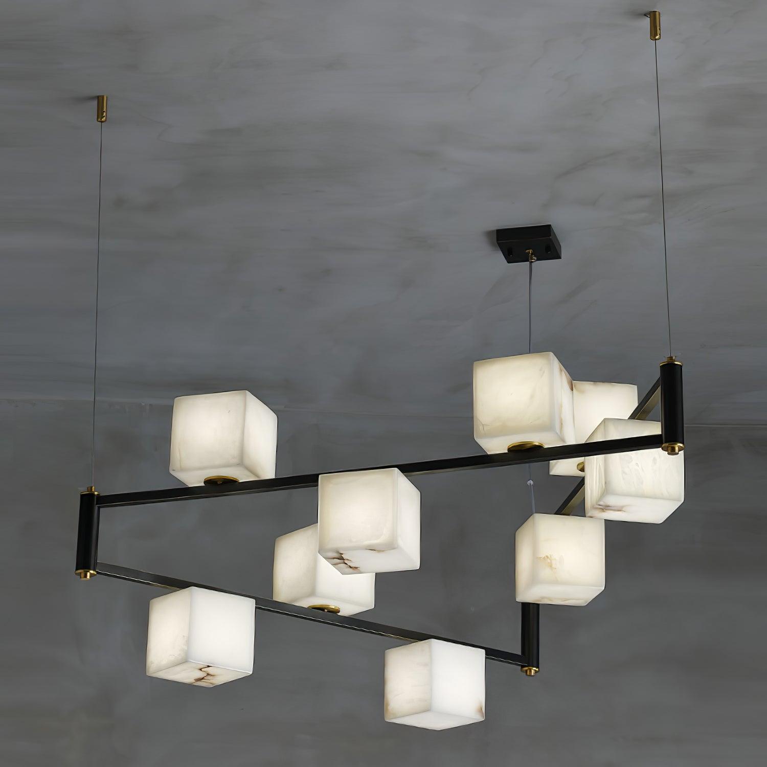 Alabaster Square Box Chandelier by Bling Lighting Studio