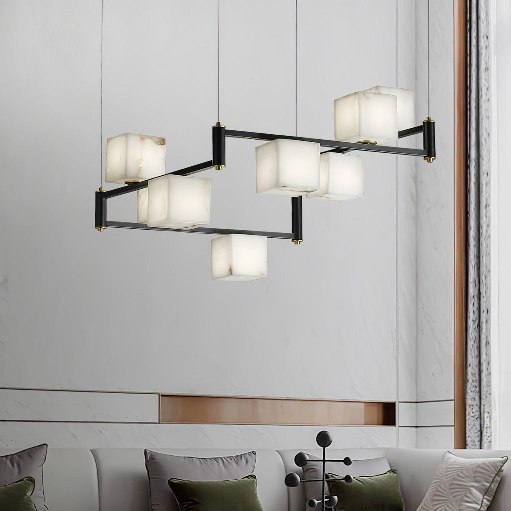 Alabaster Square Box Chandelier by Bling Lighting Studio