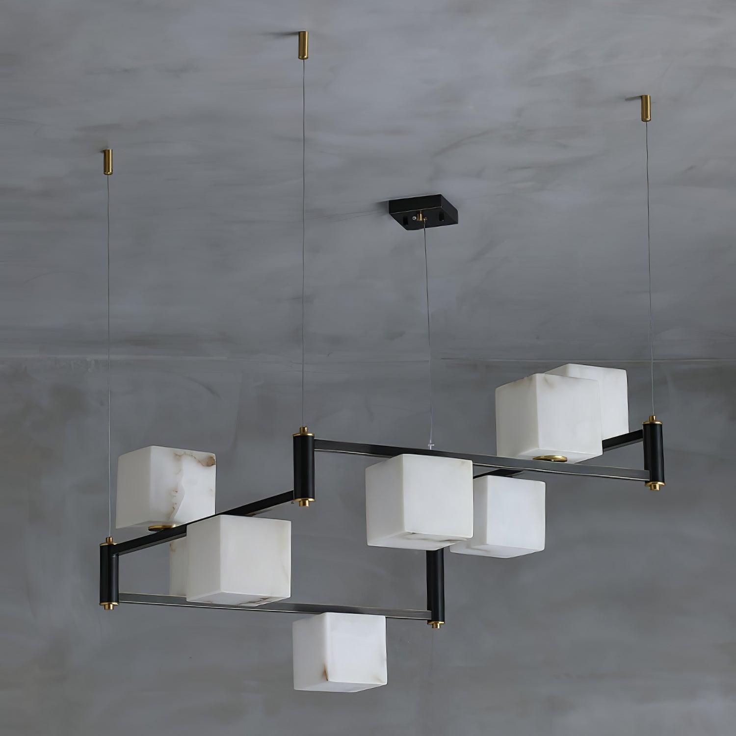 Alabaster Square Box Chandelier by Bling Lighting Studio
