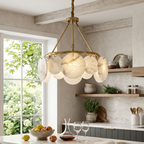 Alba Natural Alabaster Disc Chandelier by Bling Lighting Studio