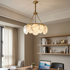 Alba Natural Alabaster Disc Chandelier by Bling Lighting Studio