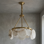 Alba Natural Alabaster Disc Chandelier by Bling Lighting Studio