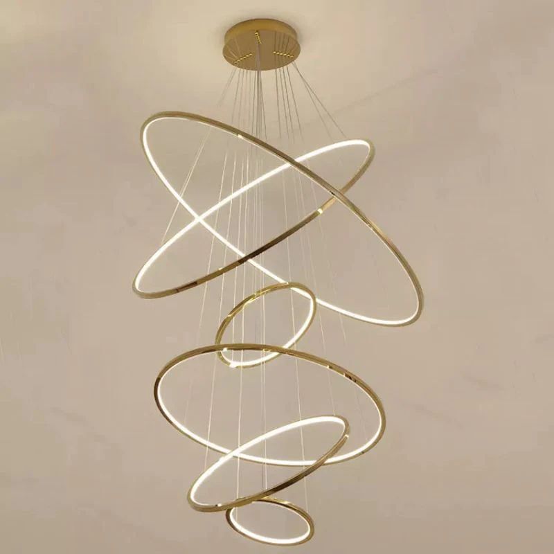 Amina Quartz Golden Rings Chandelier by Bling Lighting Studio