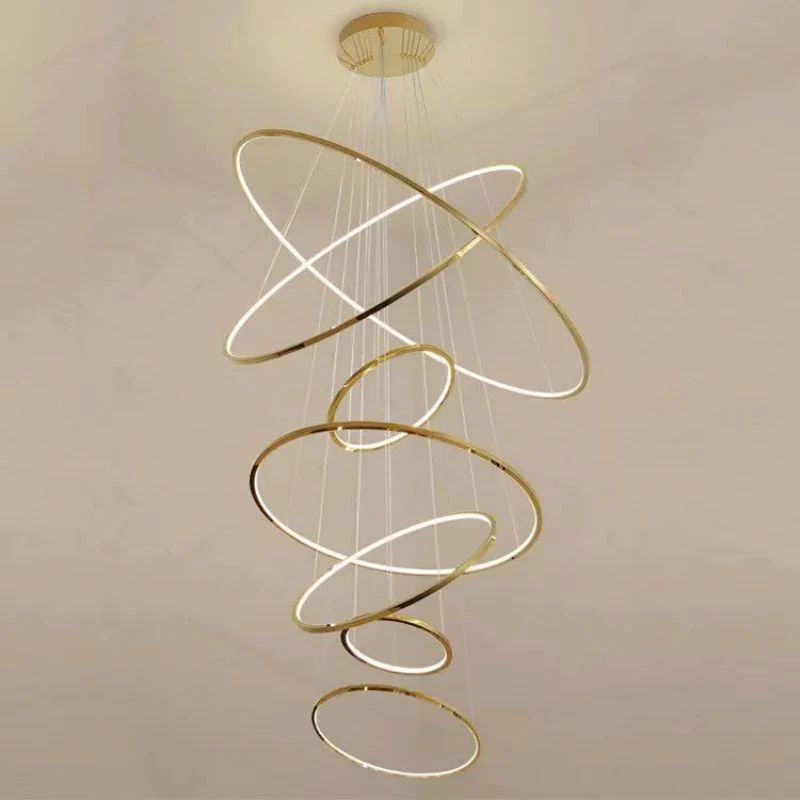 Amina Quartz Golden Rings Chandelier by Bling Lighting Studio