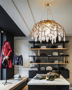Aqua Dome Branch Brass Chandelier by Bling Lighting Studio
