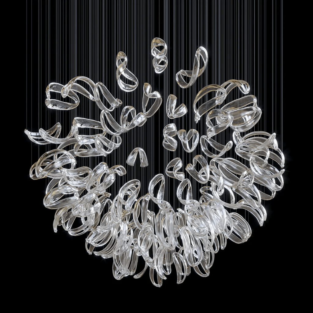 Aqua Ripple Glass Art Customize Chandelier