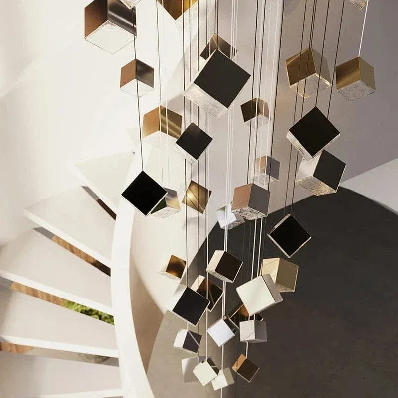 Aren Cube Large Pendant Light For High Ceilings hanging cluster with multiple cube pendants