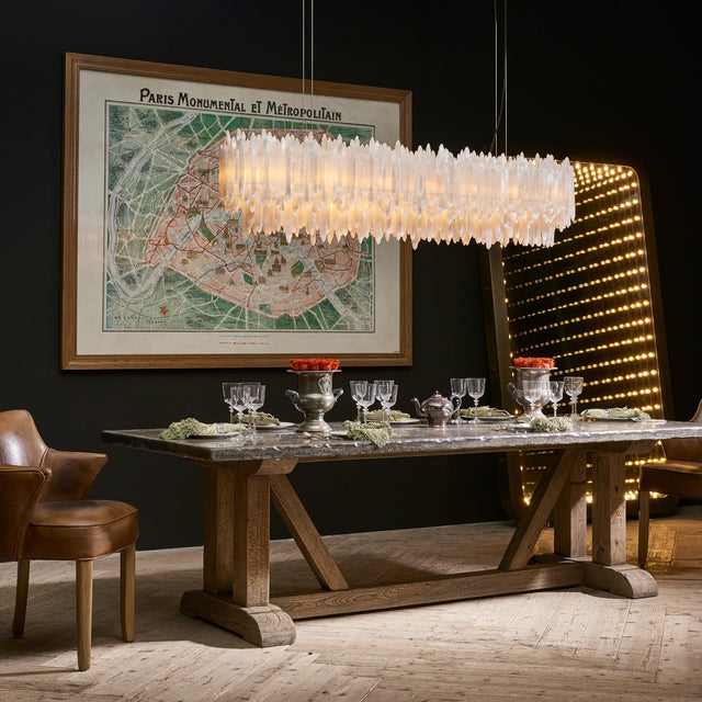 Art Selenite Rectangular Chandelier for Dining Rooms by Bling Lighting Studio