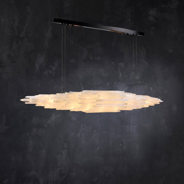 Art Selenite Linear Chandelier for Dining Room by Bling Lighting Studio