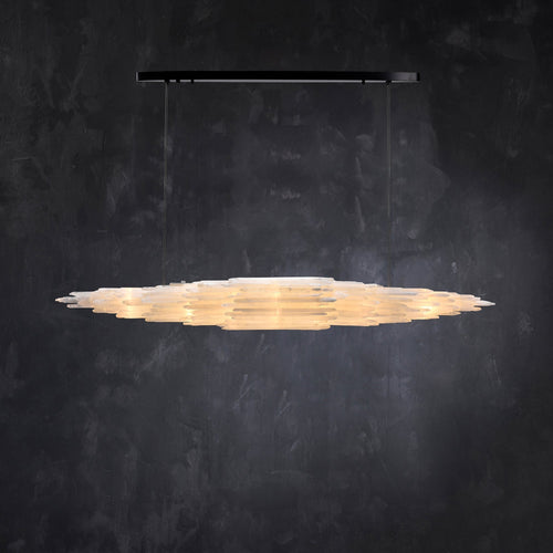 Art Selenite Linear Chandelier for Dining Room by Bling Lighting Studio