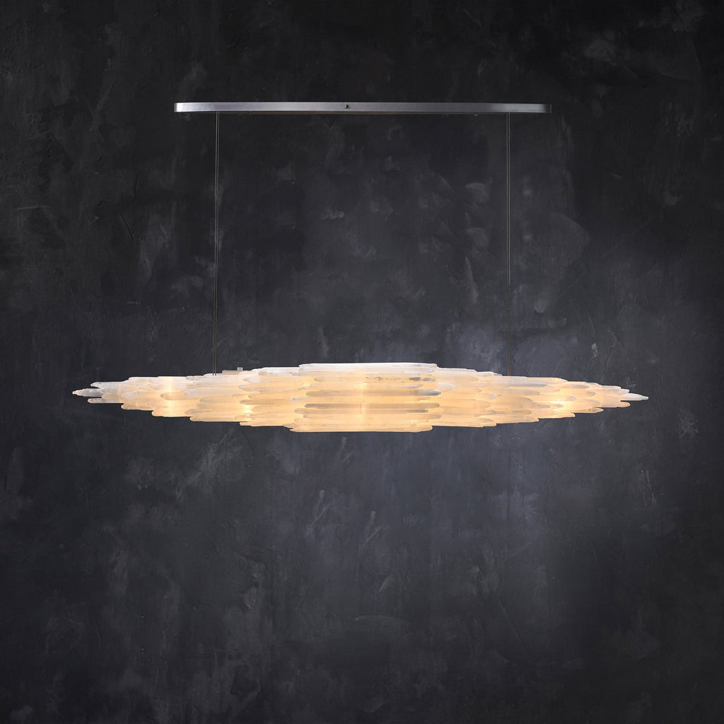 Art Selenite Linear Chandelier for Dining Room by Bling Lighting Studio