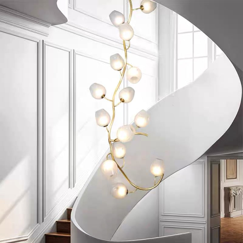 Artistic Glass Branch Chandelier for High Ceilings detail view
