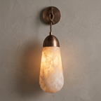 Aurelia Natural Alabaster Teardrop Wall Sconce by Bling Lighting Studio