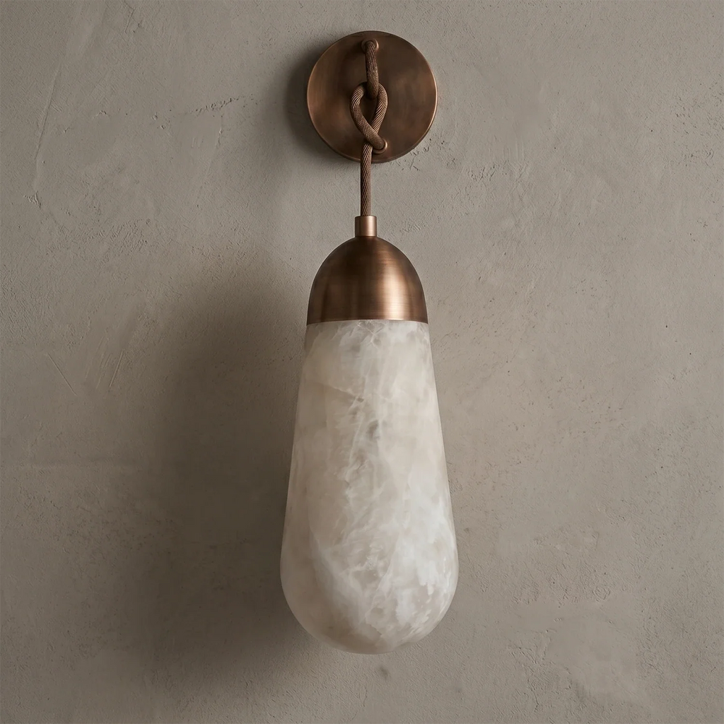 Aurelia Natural Alabaster Teardrop Wall Sconce by Bling Lighting Studio