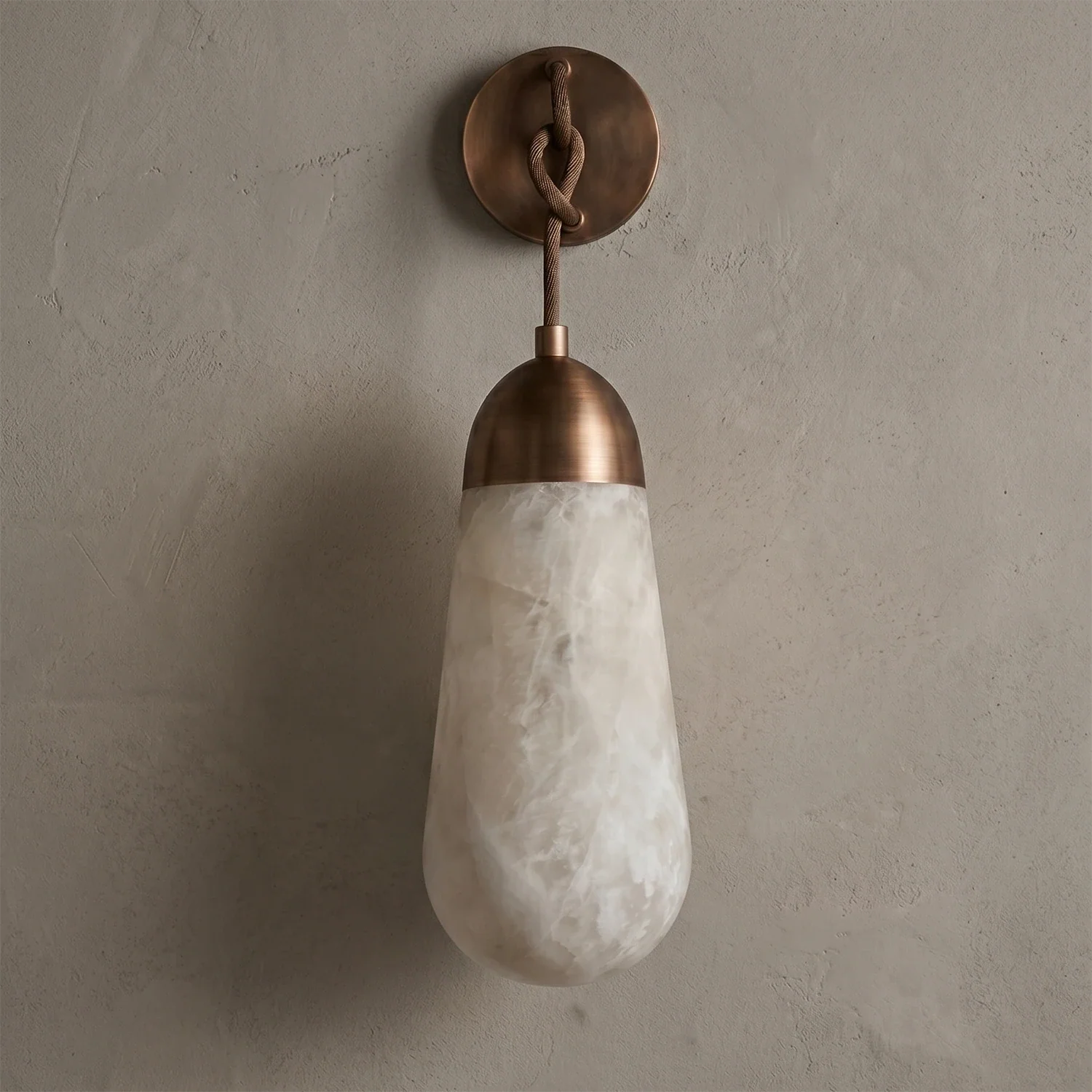 Aurelia Natural Alabaster Teardrop Wall Sconce by Bling Lighting Studio