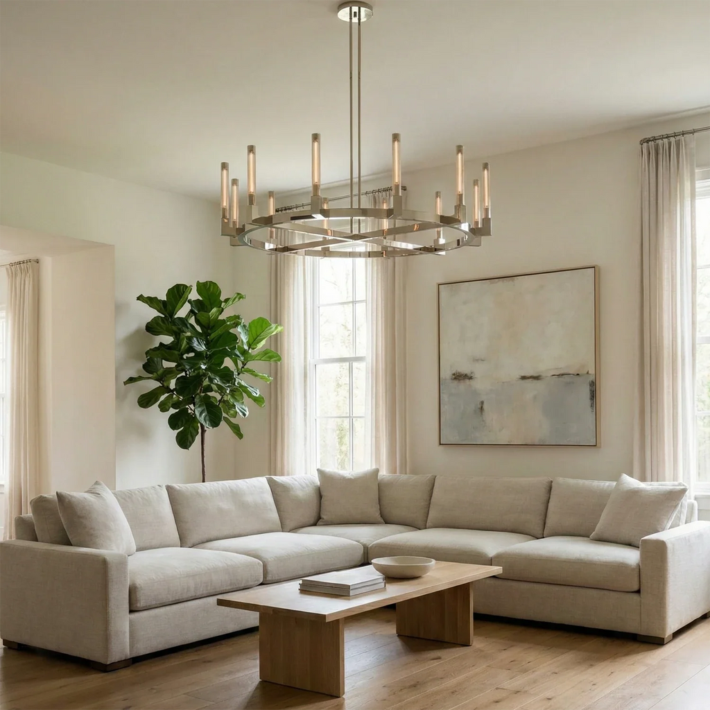 Aurora Crystal Candlestick Linear Glass Tube Chandelier by Bling Lighting Studio