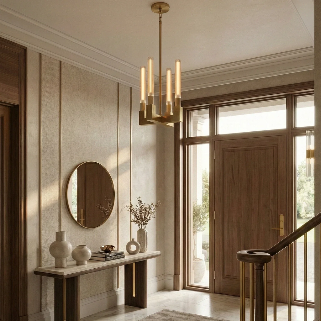 Aurora Crystal Candlestick Linear Glass Tube Chandelier by Bling Lighting Studio