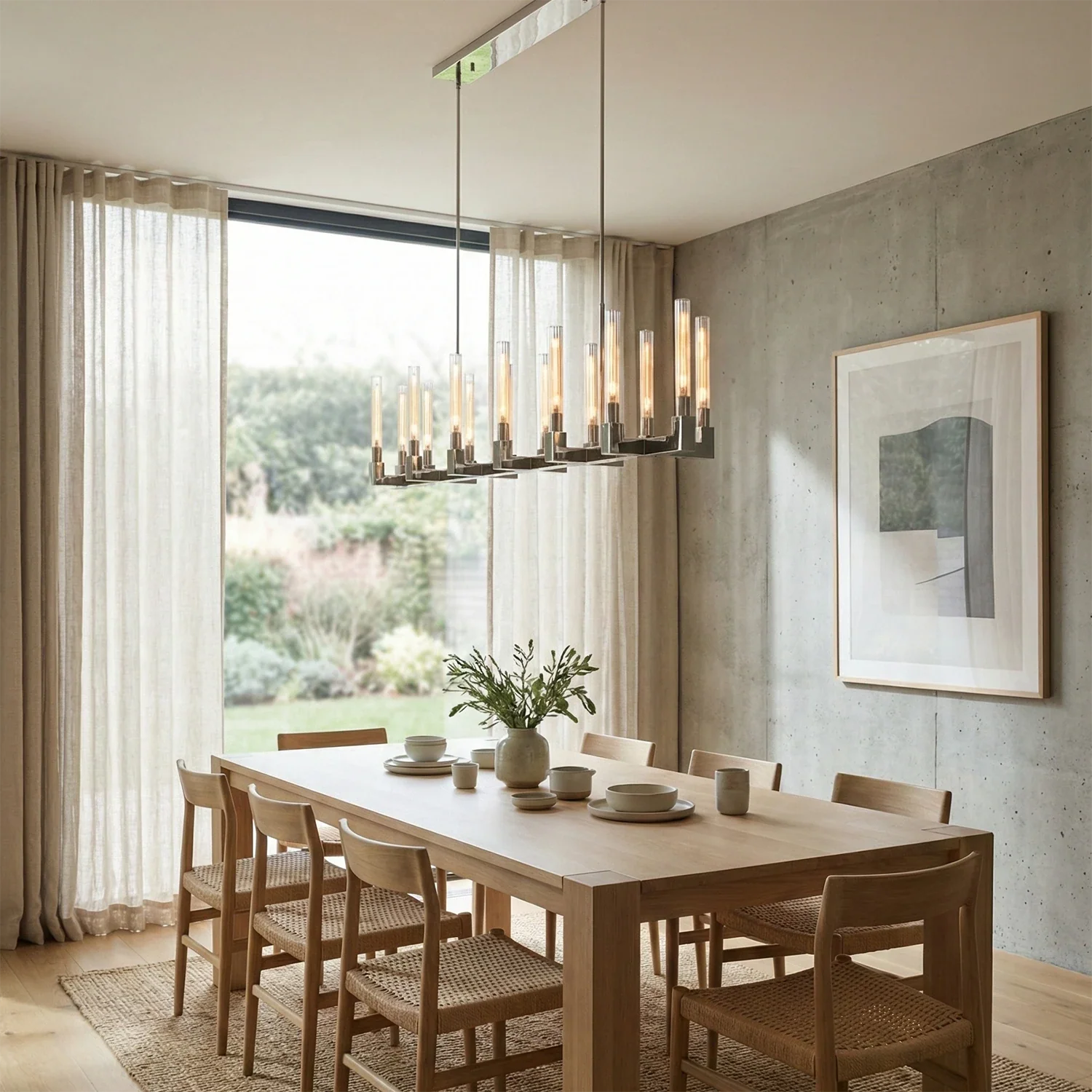 Aurora Crystal Candlestick Linear Glass Tube Chandelier by Bling Lighting Studio