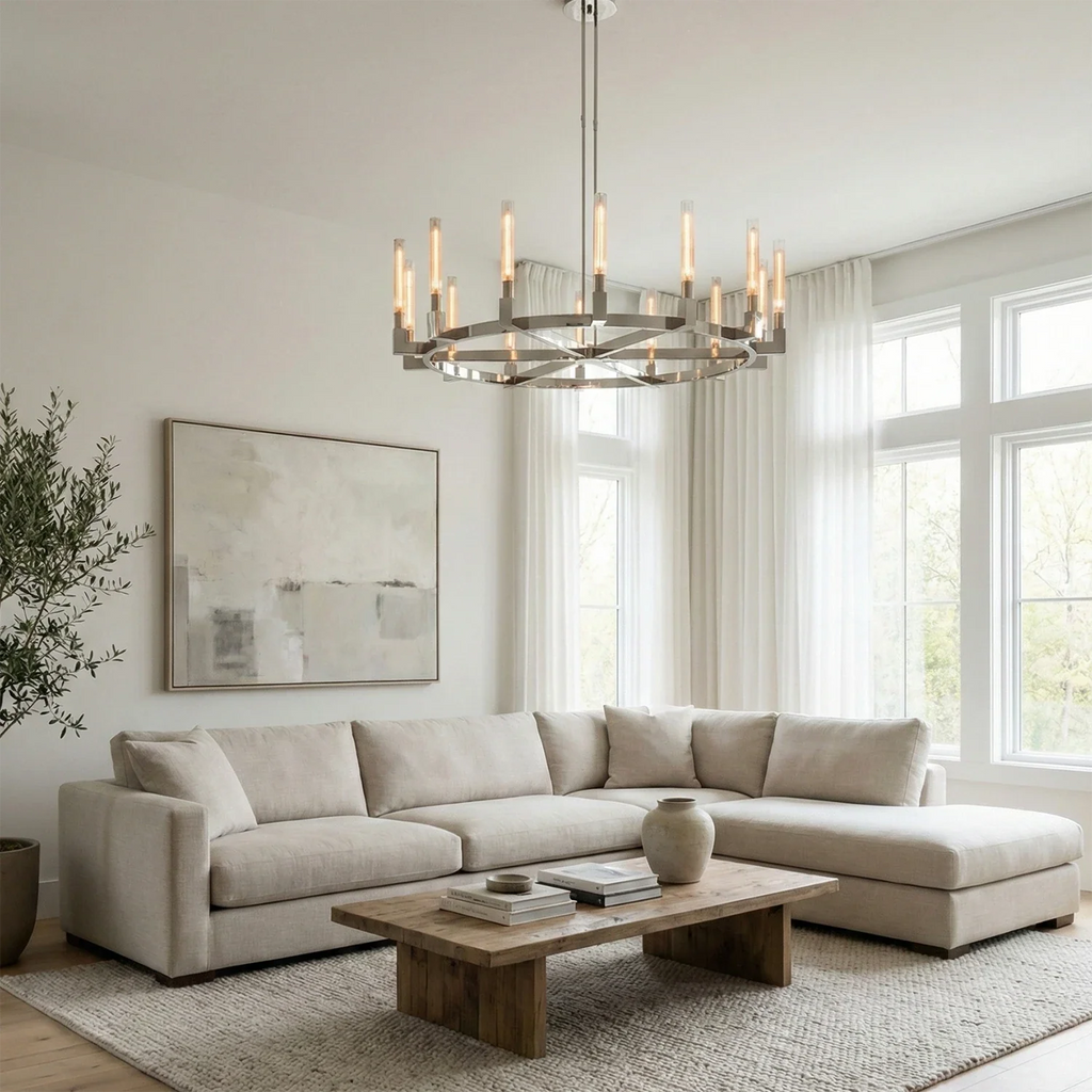 Aurora Crystal Candlestick Linear Glass Tube Chandelier by Bling Lighting Studio