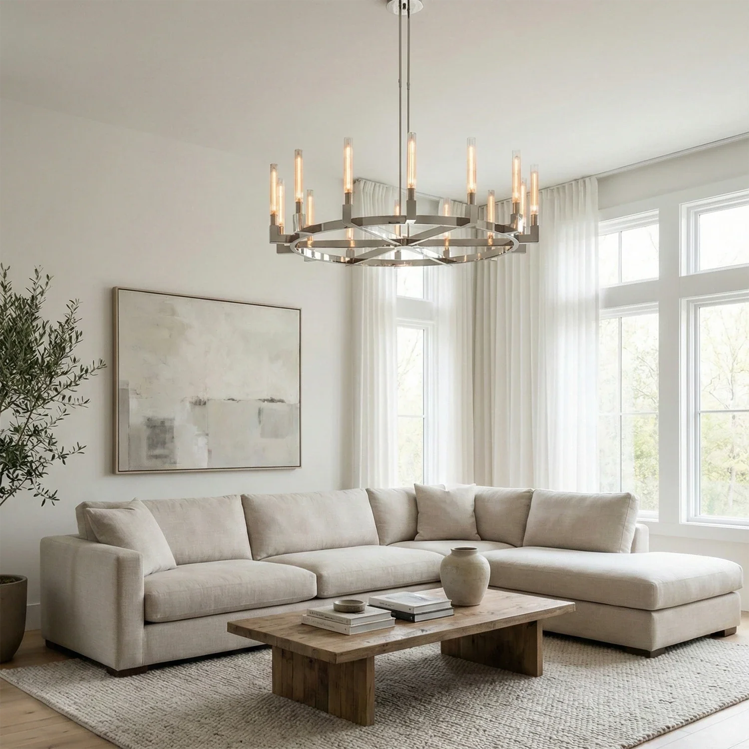 Aurora Crystal Candlestick Linear Glass Tube Chandelier by Bling Lighting Studio