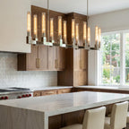 Aurora Crystal Candlestick Linear Glass Tube Chandelier by Bling Lighting Studio